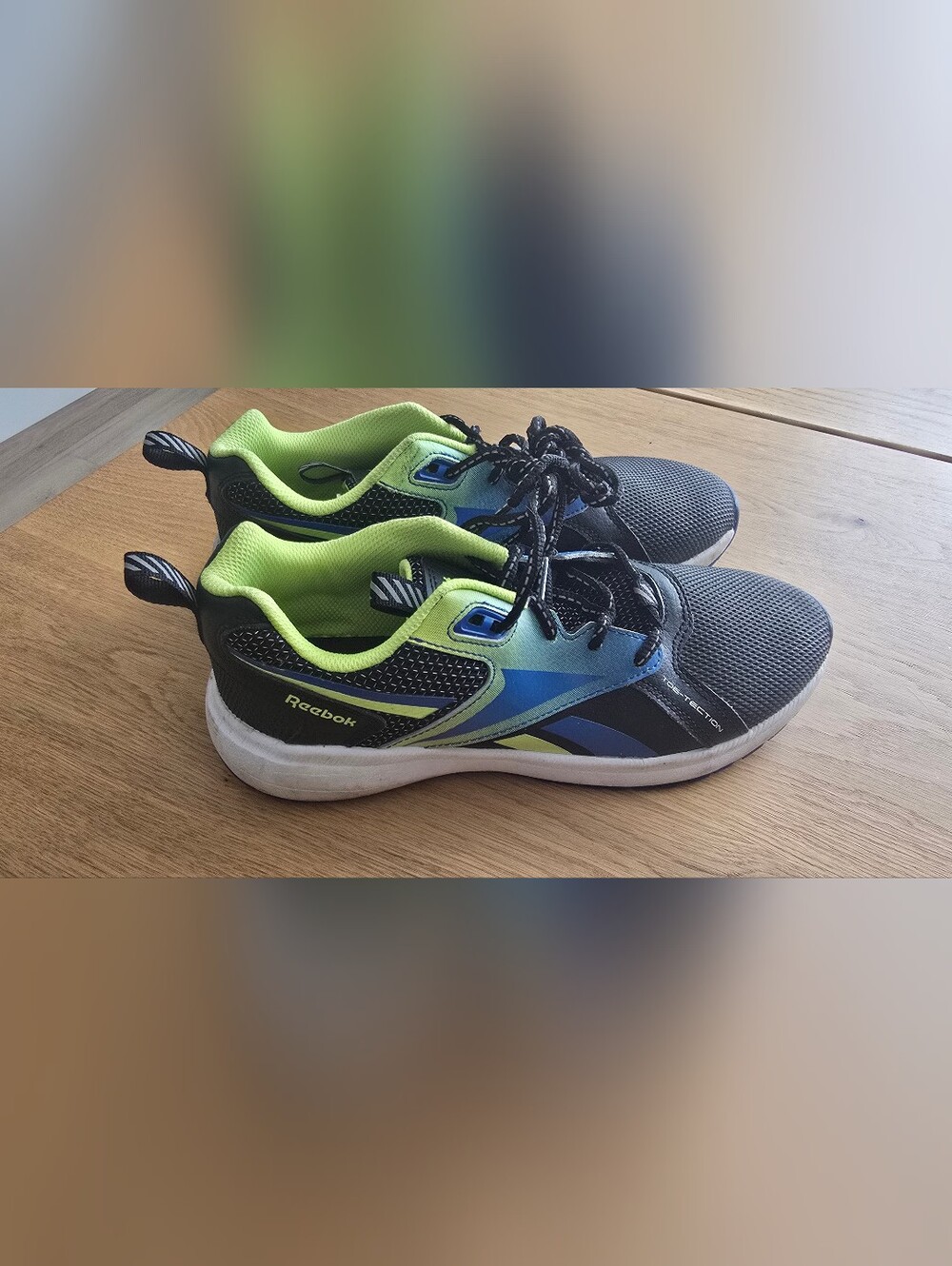 Reebok Kids Black, Blue & Neon Green Athletic Sneakers